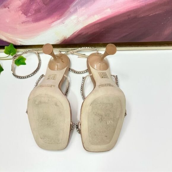 Jeffrey Campbell Demonic EmbellishedHigh Heel Sandals in Natural Satin Size 9 - Picture 12 of 14